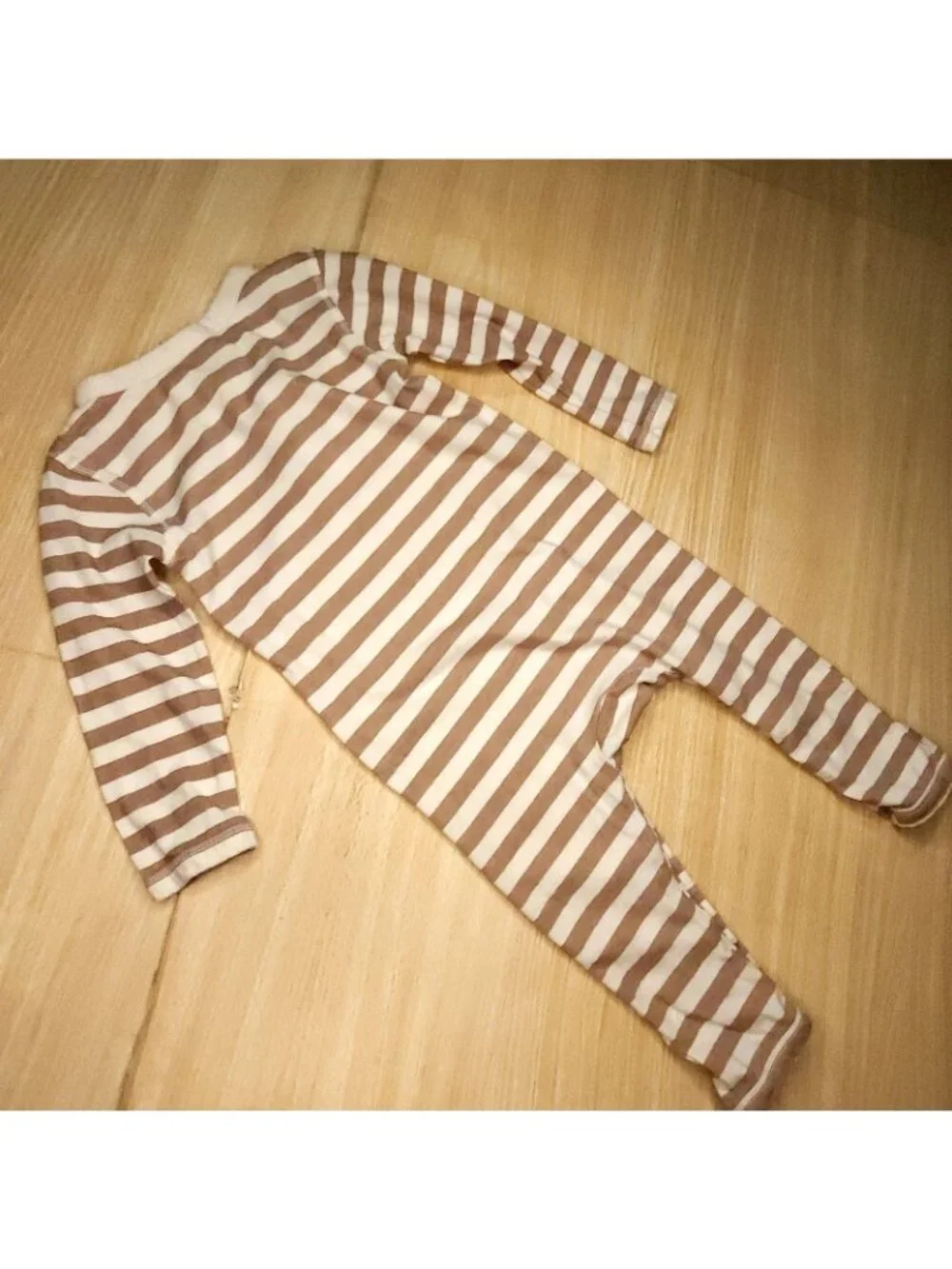 Nordstrom Infant Unisex Brown White Stripe One Piece Outfit 12 Months